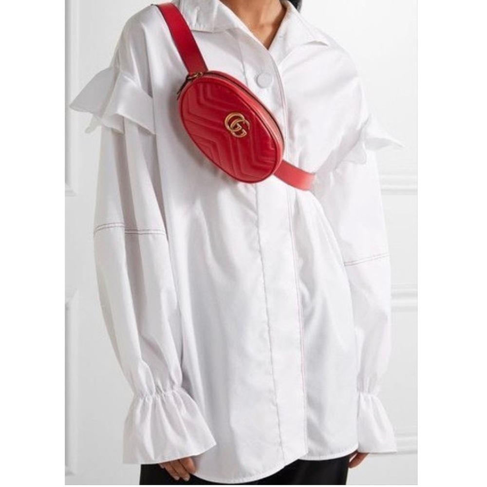 GUCCI Calfskin Matelasse GG Marmont Belt Bag